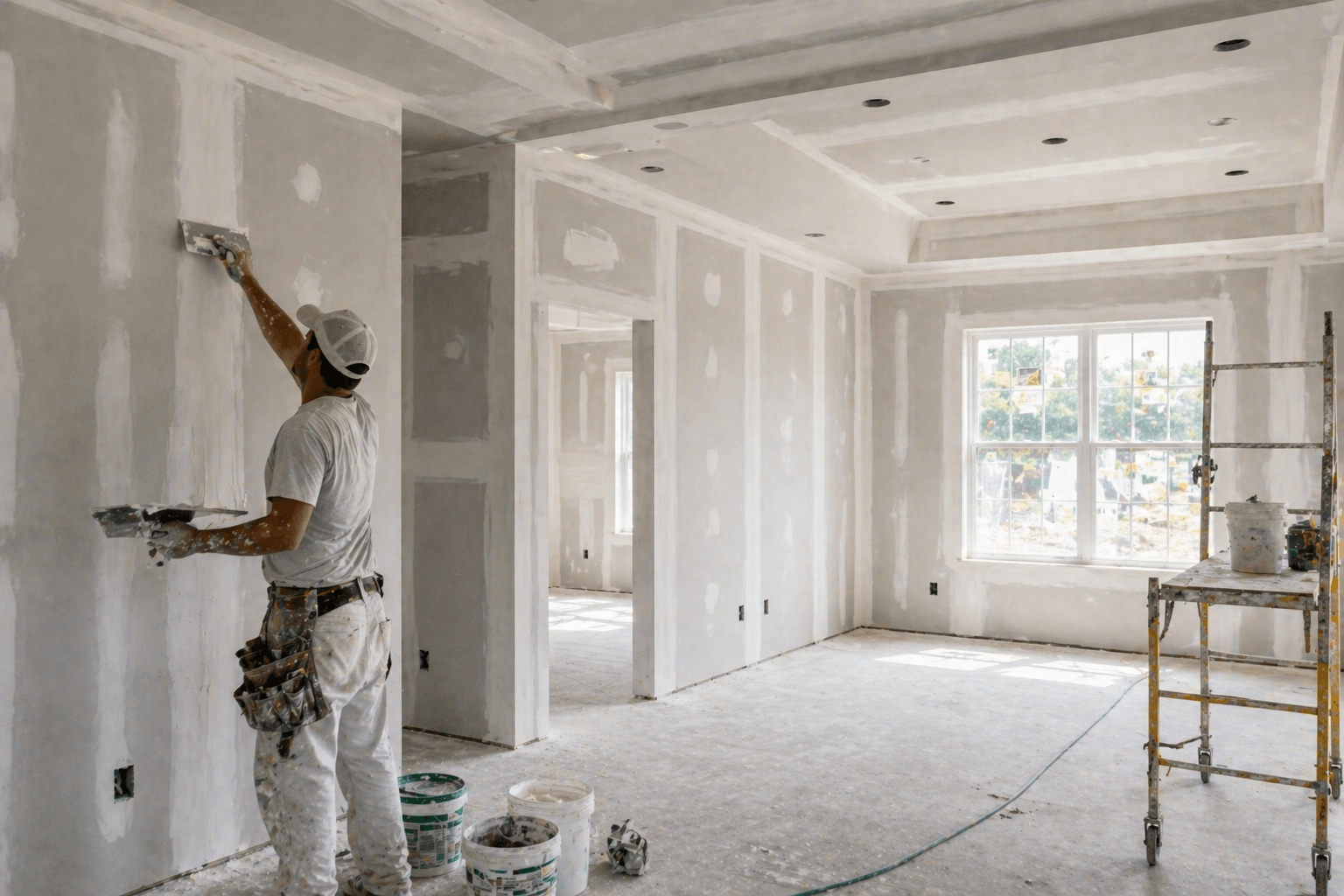 Drywall finishing in a construction project